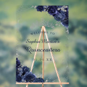 Marine Zilveren Wervelkolk Bloemen Quinceanera Acr Acryl Bord (Neutraal)