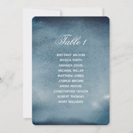 Marine zitplaatsenkaart. Blauw waterverf huwelijks Kaart