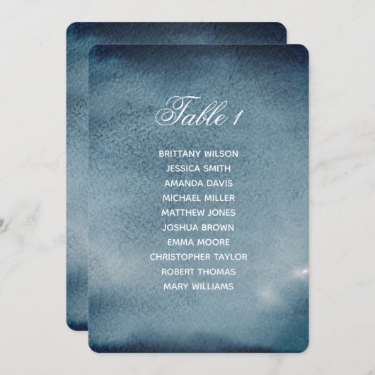 Marine zitplaatsindeling. Blauw aquarel trouwplan Kaart (Voorkant / Achterkant)