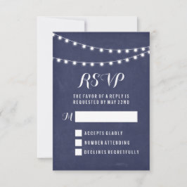 Marine Zomer Slingerlicht Bruiloft RSVP Kaartje