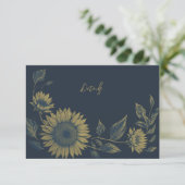 Marine Zonnebloemen Elegante bruiloft Details Kaar Informatiekaartje (Staand voorkant)