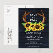 Marine zonnebloemen gewei land chique bruiloft aankondigingskaart (Voorkant / Achterkant)