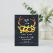 Marine zonnebloemen gewei land chique bruiloft aankondigingskaart (Staand voorkant)