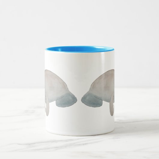 Marine Zoogdier Waterverf Moeder Baby Manatee Tweekleurige Koffiemok (Center)