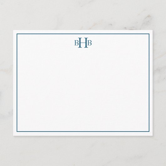Marineachtige en witte gesofisticeerde minimalisti briefkaart (Voorkant)