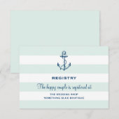 Marineanker & Mint Stripes Eenvoudige huwelijksreg Informatiekaartje (Voorkant / Achterkant)