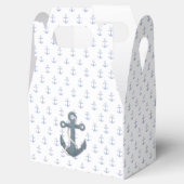 Marineankers op wit met een blauw anker element bedankdoosjes (Geopend)