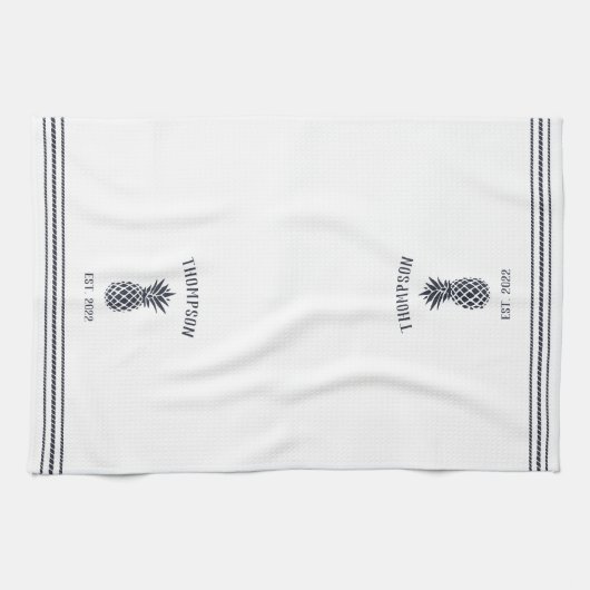 Marineappel en witte bijtende anananas, gepersonal theedoek (Horizontaal)