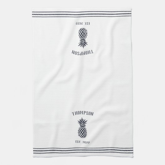 Marineappel en witte bijtende anananas, gepersonal theedoek (Verticaal)