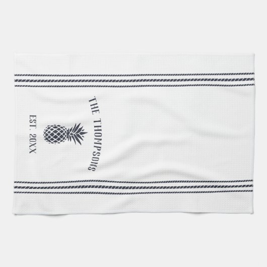 Marineappel en witte bijtende anananas, gepersonal theedoek (Horizontaal)