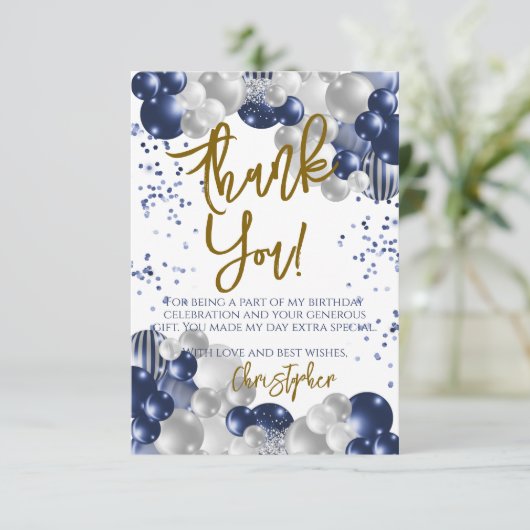 Marineballonnen Verjaardag Bedankkaart (Staand voorkant)