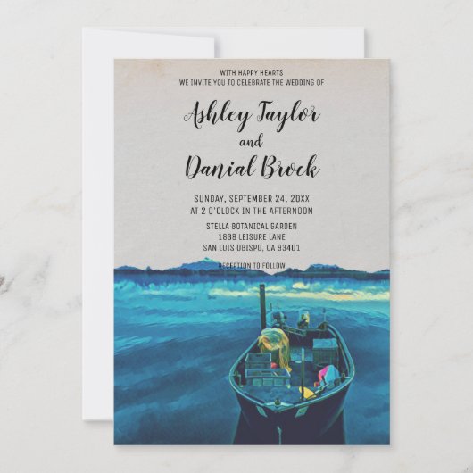  marinebestemming bruiloft kaart (Voorkant)