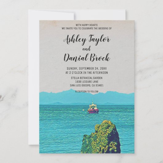  marinebestemming bruiloft kaart (Voorkant)