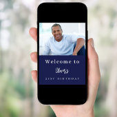 Marineblauw aangepaste foto verjaardagsfeestje wel poster