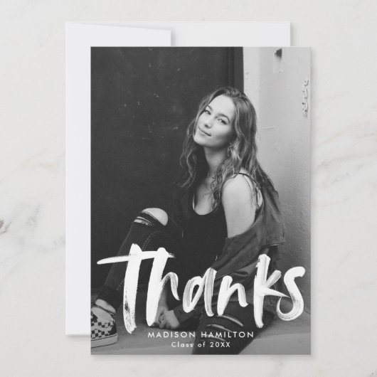 Marineblauw | Abstract Foto Afstuderen Hartelijk d Bedankkaart (Voorkant)