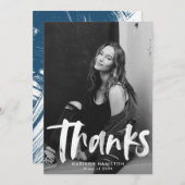 Marineblauw | Abstract Foto Afstuderen Hartelijk d Bedankkaart (Voorkant / Achterkant)