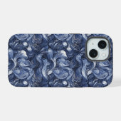 Marineblauw Abstract iPhone 15 Case (Achterkant horizontaal)