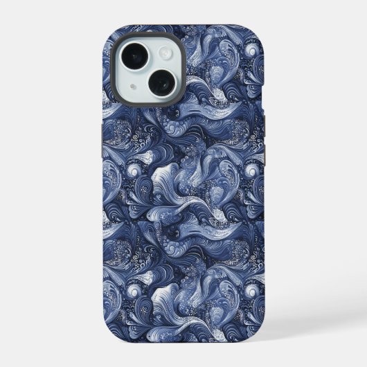 Marineblauw Abstract iPhone 15 Case (Achterkant)