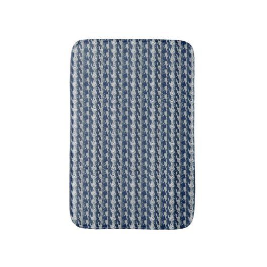 Marineblauw abstract patroon badmat (Voorkant Verticaal)