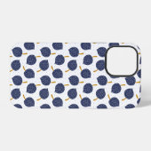 Marineblauw Abstract Vliegende Bom Fruit Patroon iPhone Hoesje (Achterkant horizontaal)