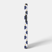 Marineblauw Abstract Vliegende Bom Fruit Patroon iPhone Hoesje (Linkerkant)