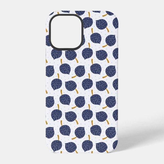 Marineblauw Abstract Vliegende Bom Fruit Patroon iPhone Hoesje (Achterkant)