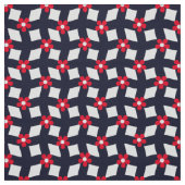 Marineblauw Abstracte Bloem Grid - Poplin Stof (Swatch)