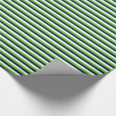 Marineblauw, Actiegroen, Witte Horizontale Streep Cadeaupapier (Hoek)