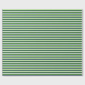 Marineblauw, Actiegroen, Witte Horizontale Streep Cadeaupapier (Vlak)