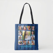 Marineblauw Afstuderen K-12 13 Fotocollage Script Tote Bag (Voorkant)