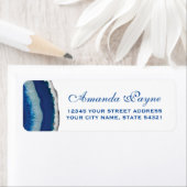 Marineblauw Agaat Bruiloft Retouradres Etiket (Insitu)