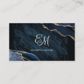 Marineblauw Agaat Elegant Bruiloft Website Informatiekaartje (Achterkant)