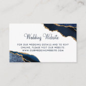 Marineblauw Agaat Elegant Bruiloft Website Informatiekaartje (Voorkant)
