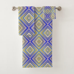 Marineblauw Alternatief Diamantpatroon Bad Handdoek