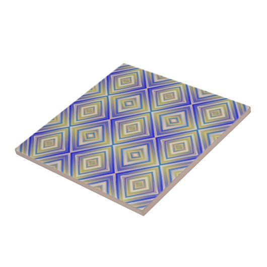 Marineblauw Alternatief Diamantpatroon Tegeltje (Zijkant)