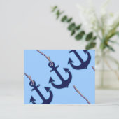 marineblauw anker briefkaart (Staand voorkant)