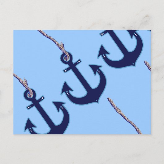 marineblauw anker briefkaart (Voorkant)