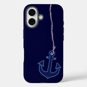 marineblauw anker iPhone 16 hoesje