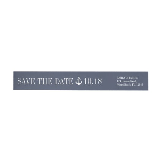 Marineblauw anker door het Zee Save the Date (Individueel)