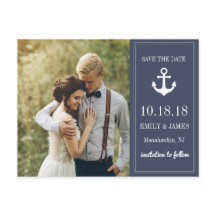 Marineblauw anker door het Zee Save the Date