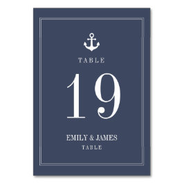 Marineblauw anker door het Zee Trouwtafel Nummers Kaart