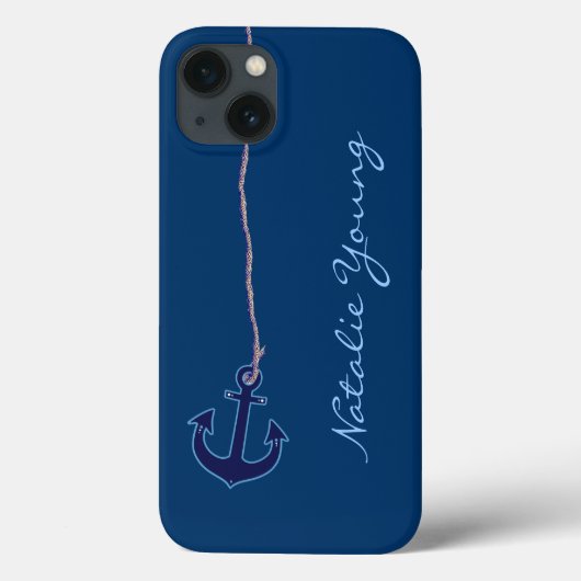 marineblauw anker gepersonaliseerd Case-Mate iPhone case (Achterkant)