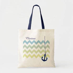 marineblauw anker gepersonaliseerd tote bag