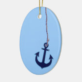marineblauw anker keramisch ornament (Links)