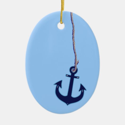 marineblauw anker keramisch ornament (Voorkant)