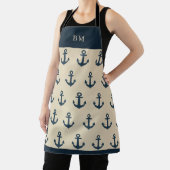marineblauw anker met Monogram Beige Coastal Schort (Insitu)