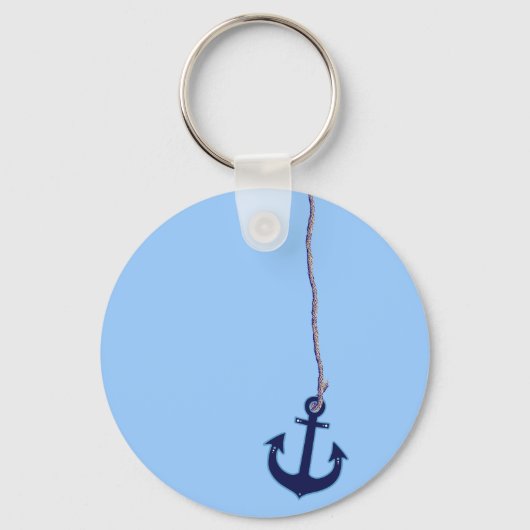 marineblauw anker sleutelhanger (Voorkant)
