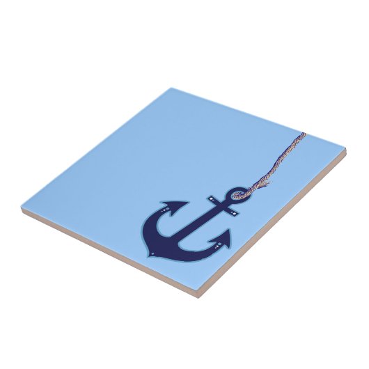 marineblauw anker tegeltje (Zijkant)
