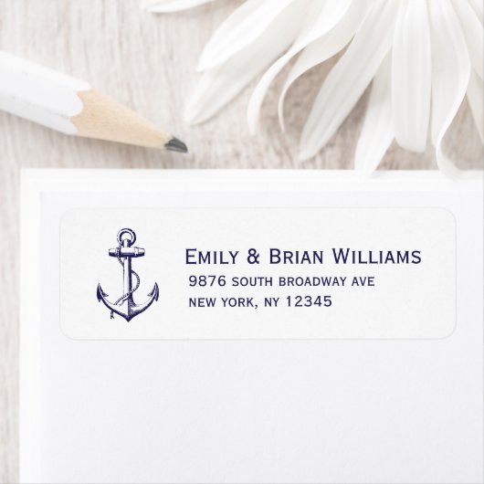 Marineblauw  ankerillustratie etiket (Insitu)