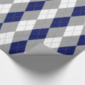 Marineblauw Antracietgrijs Wit XL Argyle Cadeaupapier (Hoek)
